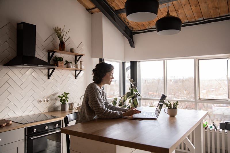 Woman preparing for work from home