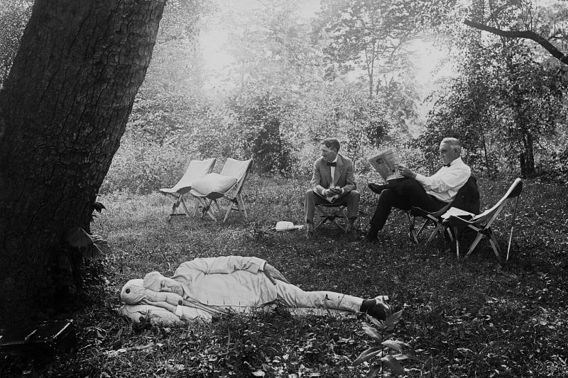 Thomas Edison taking a break to rejuvenate his creativity.