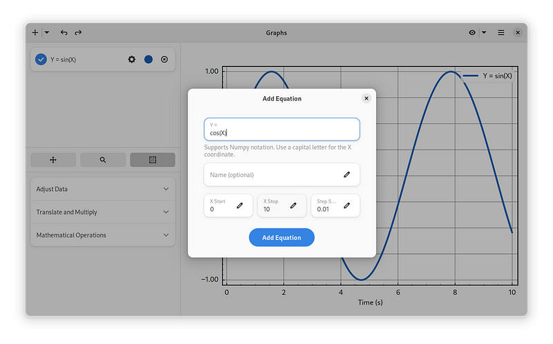 New design of the Graphs application.