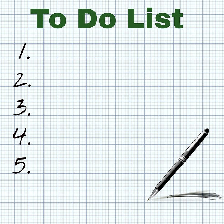 Visual representation of an organized to-do list