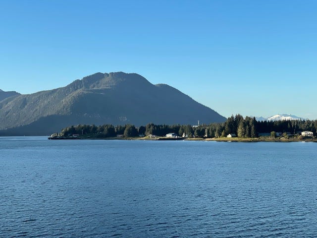 A scenic view of Wrangell Narrows, showcasing the vastness of Alaska