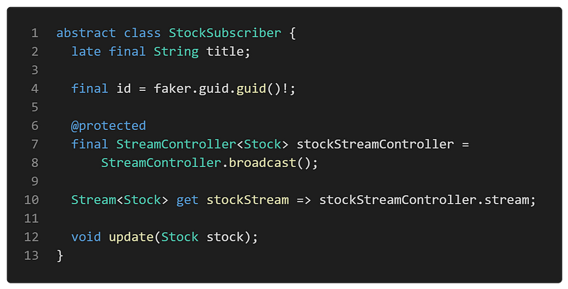 Stock subscriber class implementation