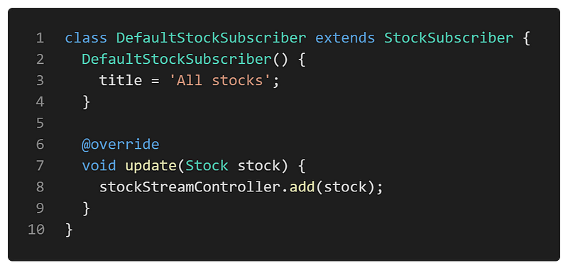 Default stock subscriber class implementation