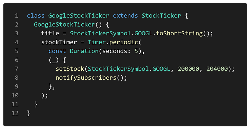 Google stock ticker class implementation