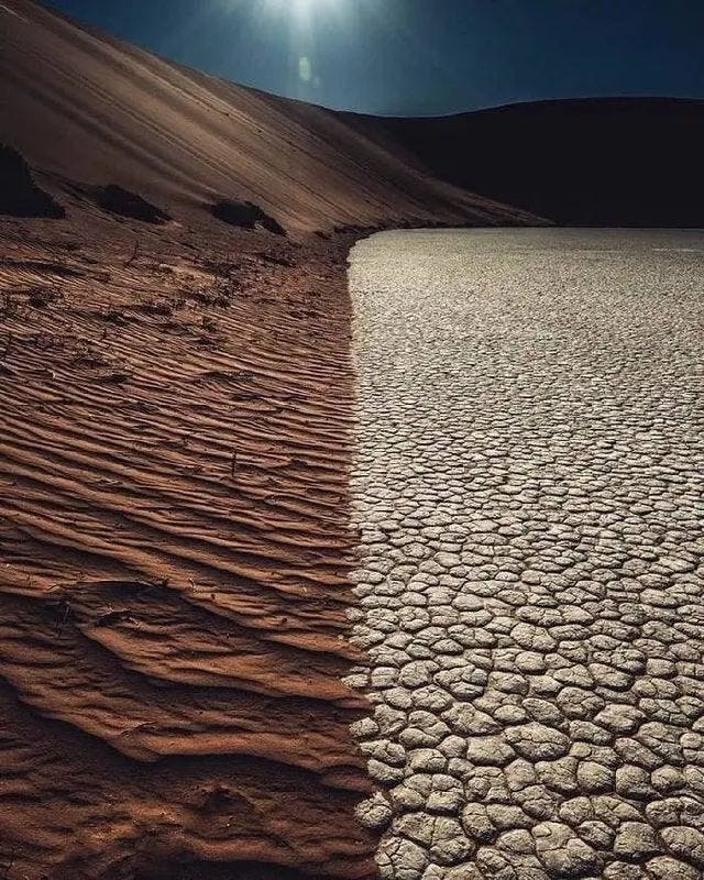 Namibian desert meeting rocky landscape