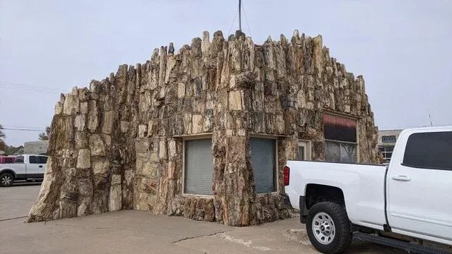 Oldest gas station made of petrified wood