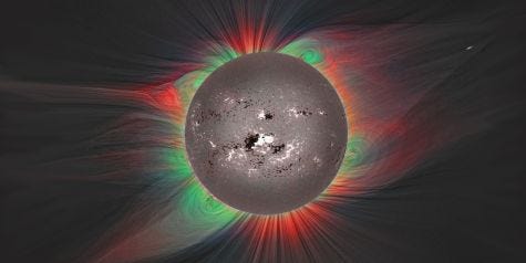 Magnetic field lines traced by solar plasma