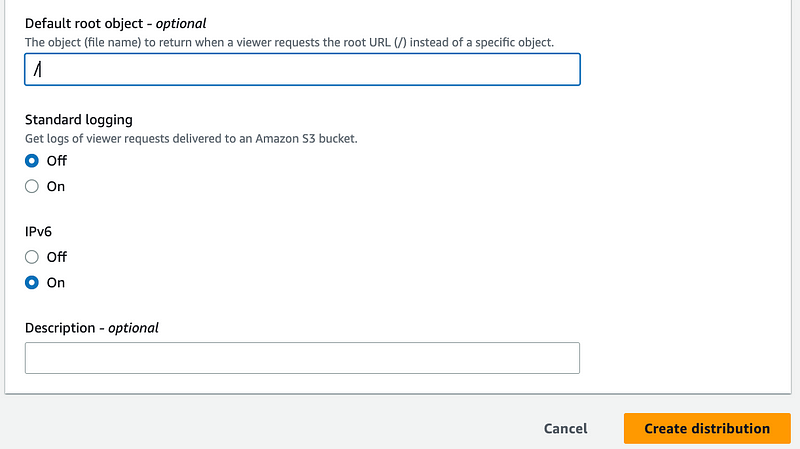 Configuring default root object