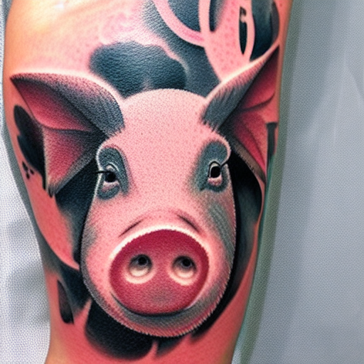 AI-Generated Complex Pig Tattoo Design