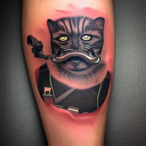 AI-Generated Terminator Cat Tattoo Design