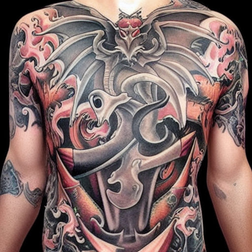 AI-Generated Dragon and Devil Tattoo Design