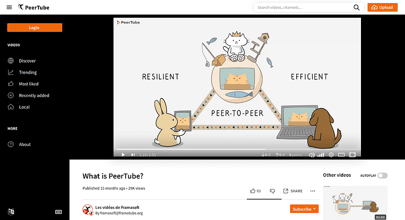 PeerTube Application Interface