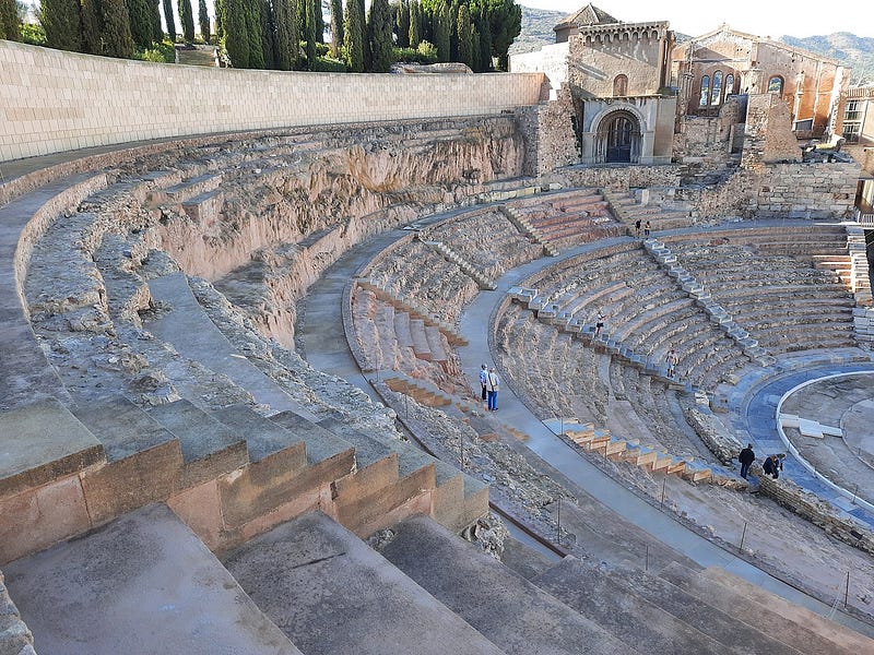 Roman theater ruins in Cartagena, Spain