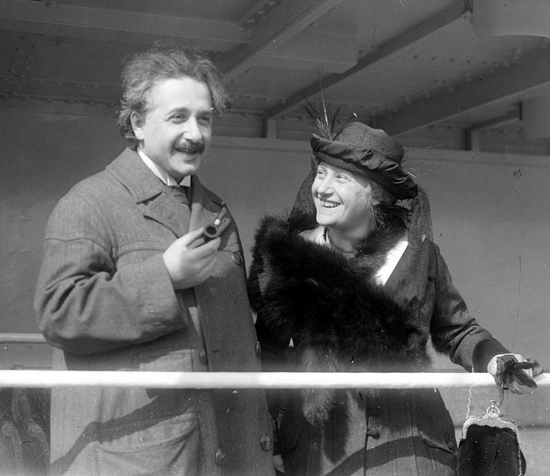 Einstein with his second wife, Elsa, in 1921