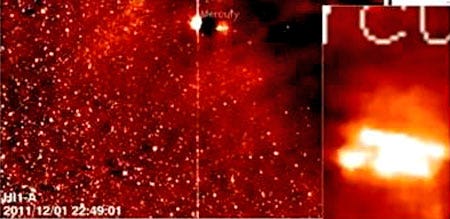 NASA STEREO satellite footage of a cylindrical object