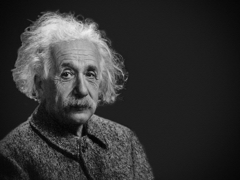 A thoughtful portrait of Albert Einstein