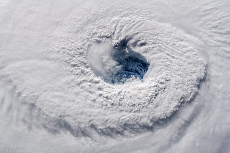 Astronaut's view of Florence's eye from the ISS