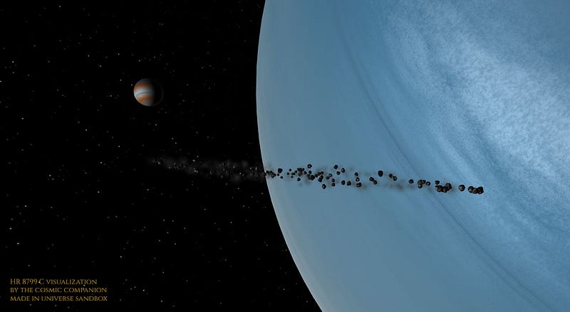 Asteroid fragments approaching HR 8799 C