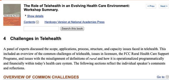 NCBI's analysis of telemedicine challenges