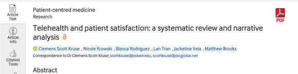 BMJ Open journal study on telehealth