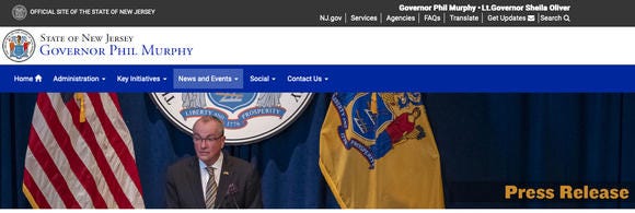 New Jersey government updates